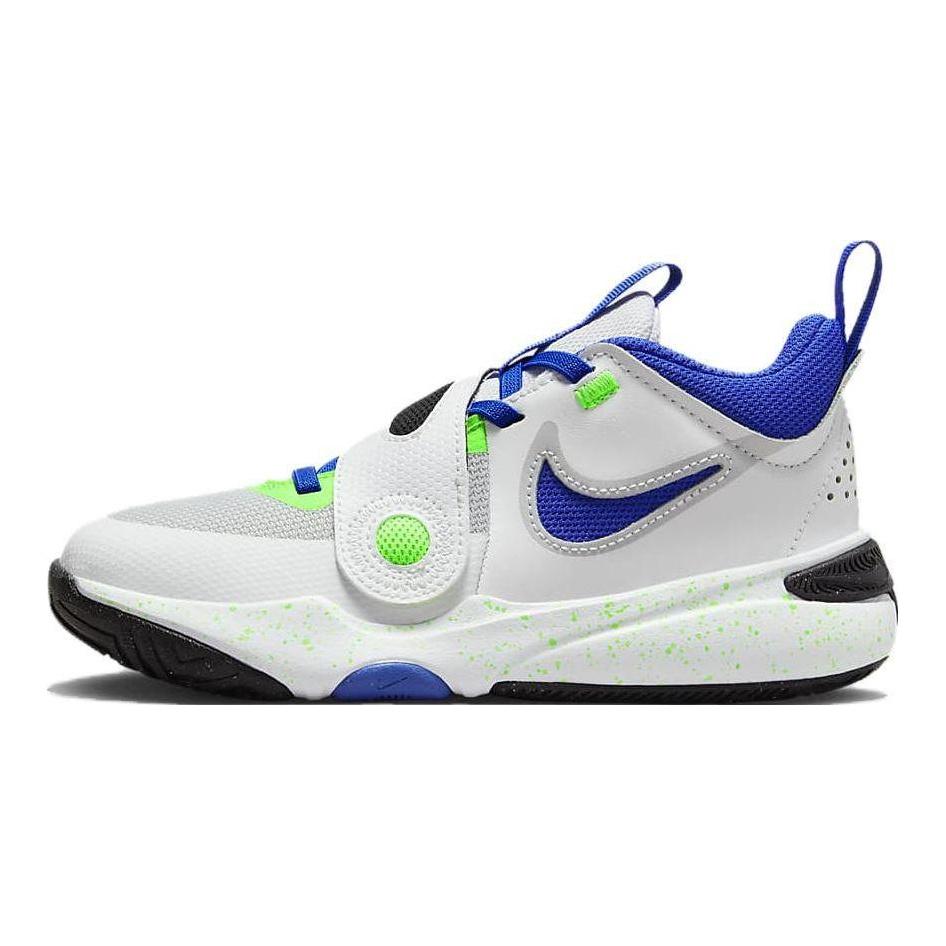 Nike Team Hustle D11 PS Green Strike Racer Синие детские кроссовки White Summit-White Pure-Platinum DV8994-101