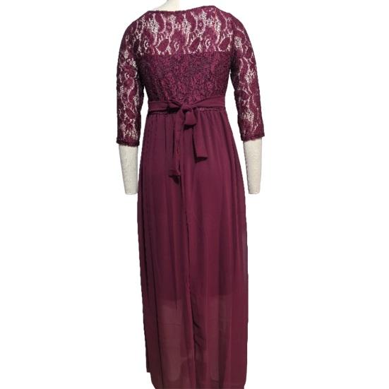 Платье для беременных женщин с кружевом, ажурной цветочной вышивкой, круглым вырезом, длинными рукавами, плиссированным макси-платьем для свадебной вечеринки, выпускного вечера, фотореквизита