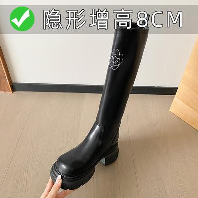 Новые осенне-зимние ботинки на высокой платформе, женские ботфорты, ботинки на толстом каблуке, женские высокие рыцарские ботинки