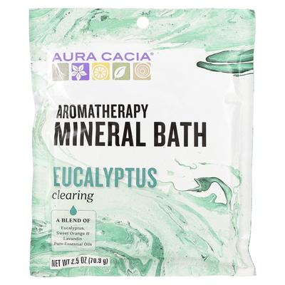 Aura Cacia, Ароматерапевтическая минеральная ванна, очищающий эвкалипт, 2,5 унции (70,9 г)