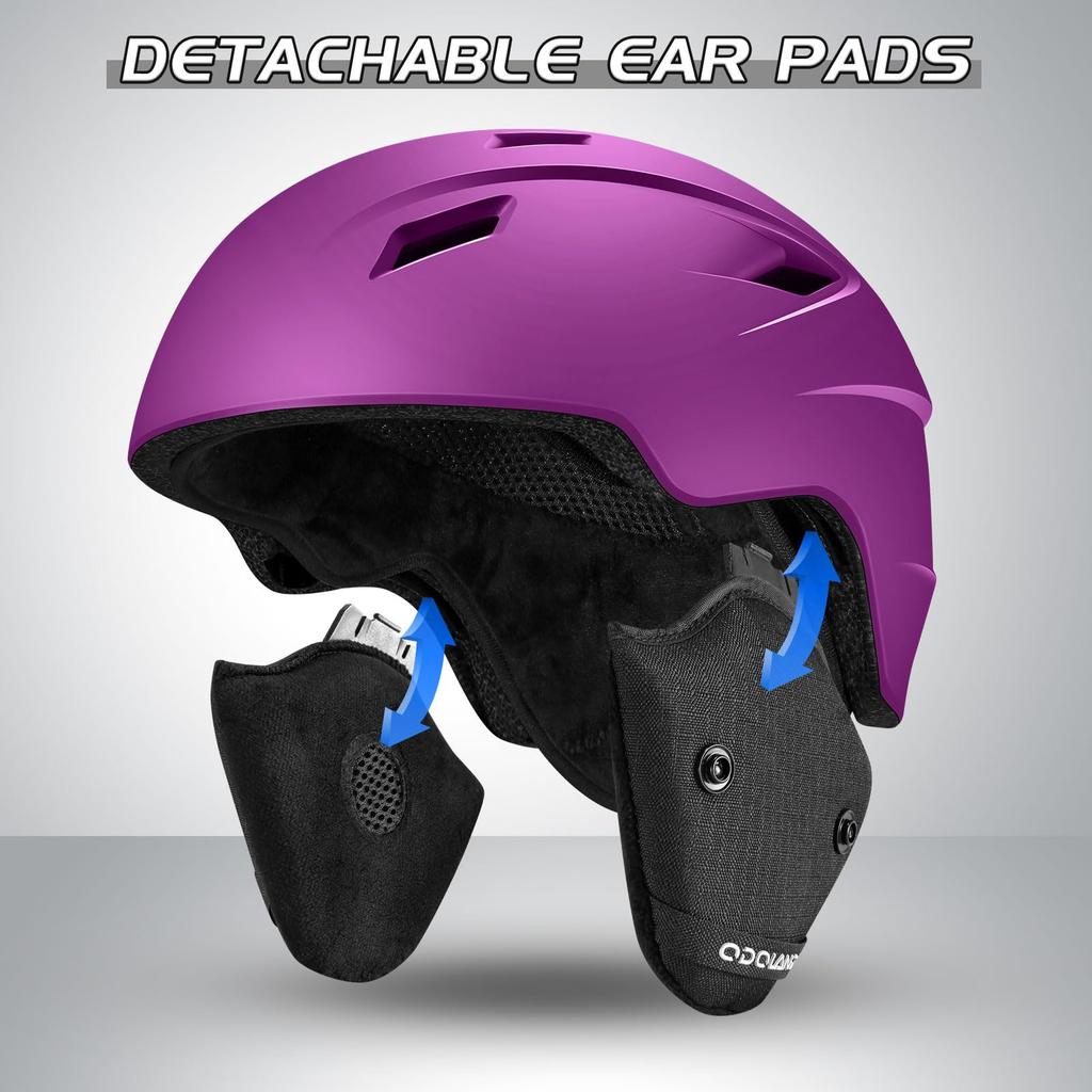 Odoland Ski Helmet Set with Snowboard Dial Size Glasses Double Spherical Impact UV and Small Goggles, Helmet, Adjustment, Compatible, Lens, Windproof,