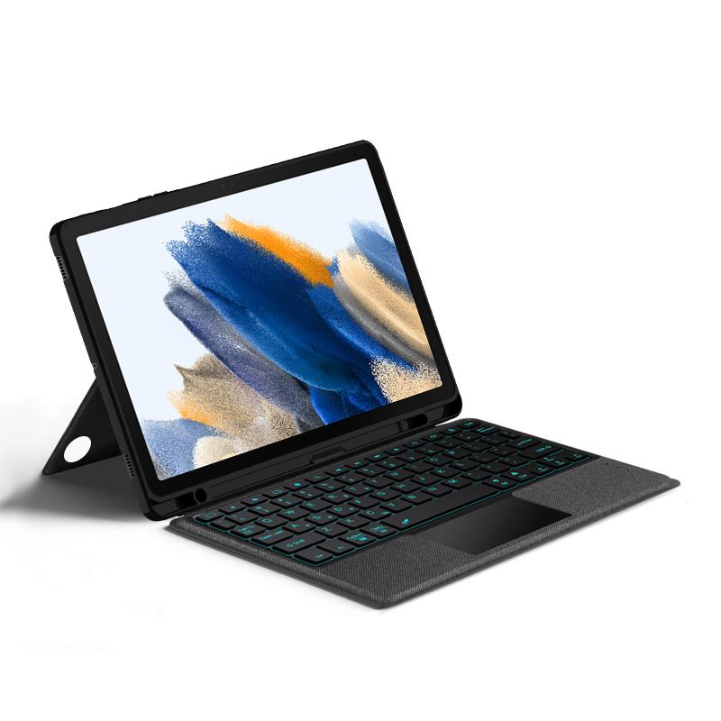 For Samsung Galaxy Tab A8 10.5 (2021) Leather Case + Bluetooth-compatible Keyboard with Backlight Trackpad