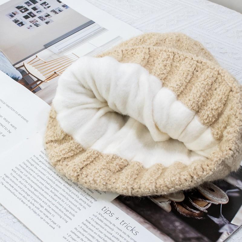 Winter Hat for Women with Plush Insulation Soft Versatile Showing Off Face Small Knit Yarn Hat