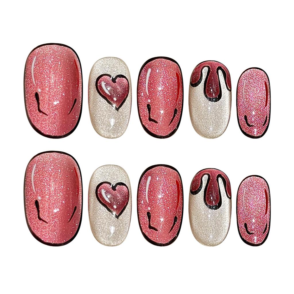 10Pcs Anime Style Simple Handmade False Nails For Cosplay And Daily Use