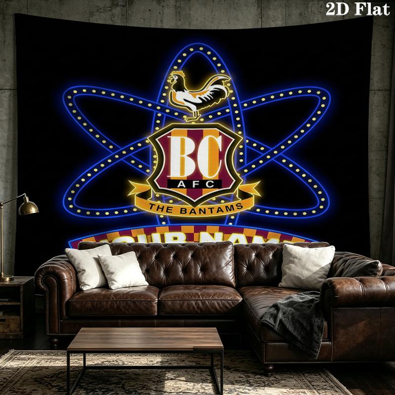 Custom Name Bradford City Printed Tapestry – Wall Hanging for Bedrooms, Dorms, and Home Decor