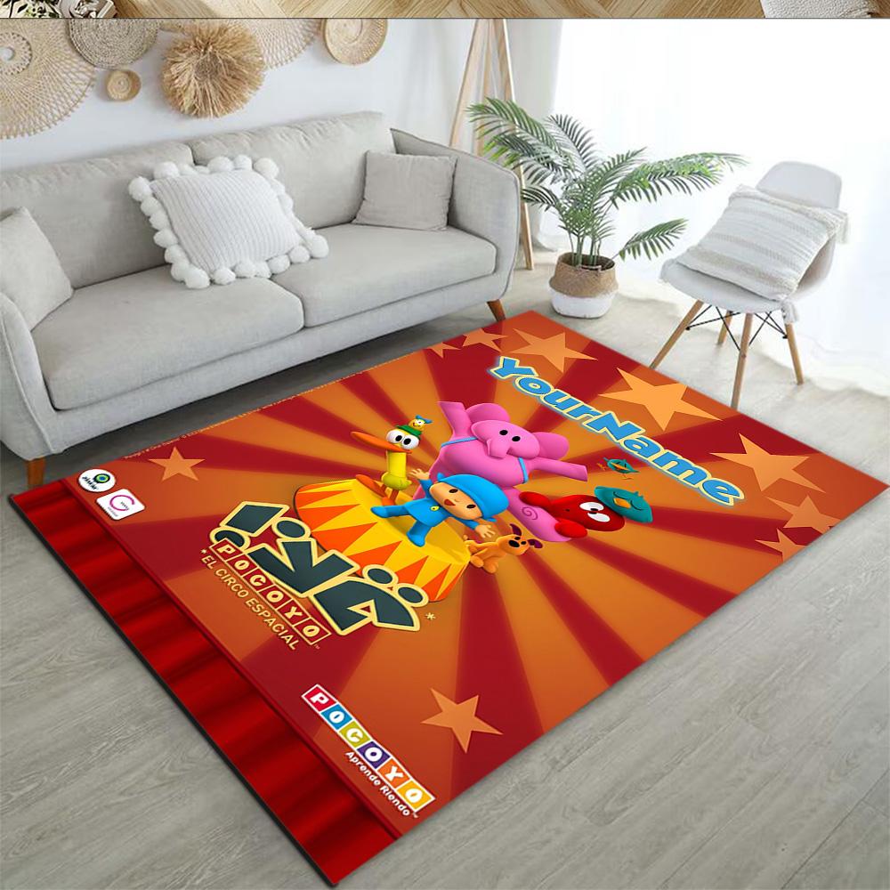 Pocoyo Personalized Name Floor Rug Office Rug Suitable for Dining Room Playrooms Kitchen Entryway Anti-slip Rug Anime Office Decor