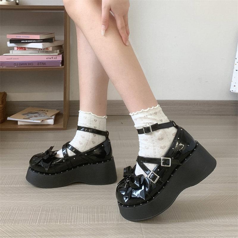 Fashion Women Mary Jane Shoes Platform Pump2024 Hot Sale Fashion Butterfly Knot Lolita Shoes Women's Thick Soled Gothic Cosplay Shoes