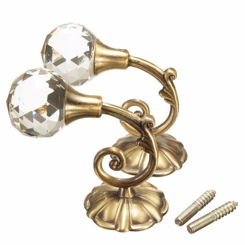 Large Metal Crystal Ball Curtain Hooks Tassel Wall Tie Back Holder Hanger
