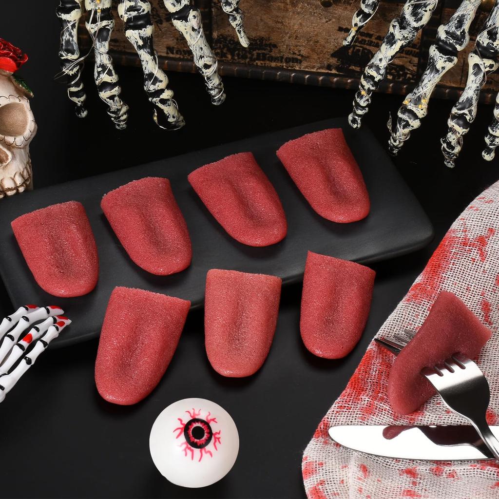 Halloween Silicone Fake Tongue Prank Prop Halloween Harmless Magic Trick Joke Horrible Stretchable Tongue Toys Party