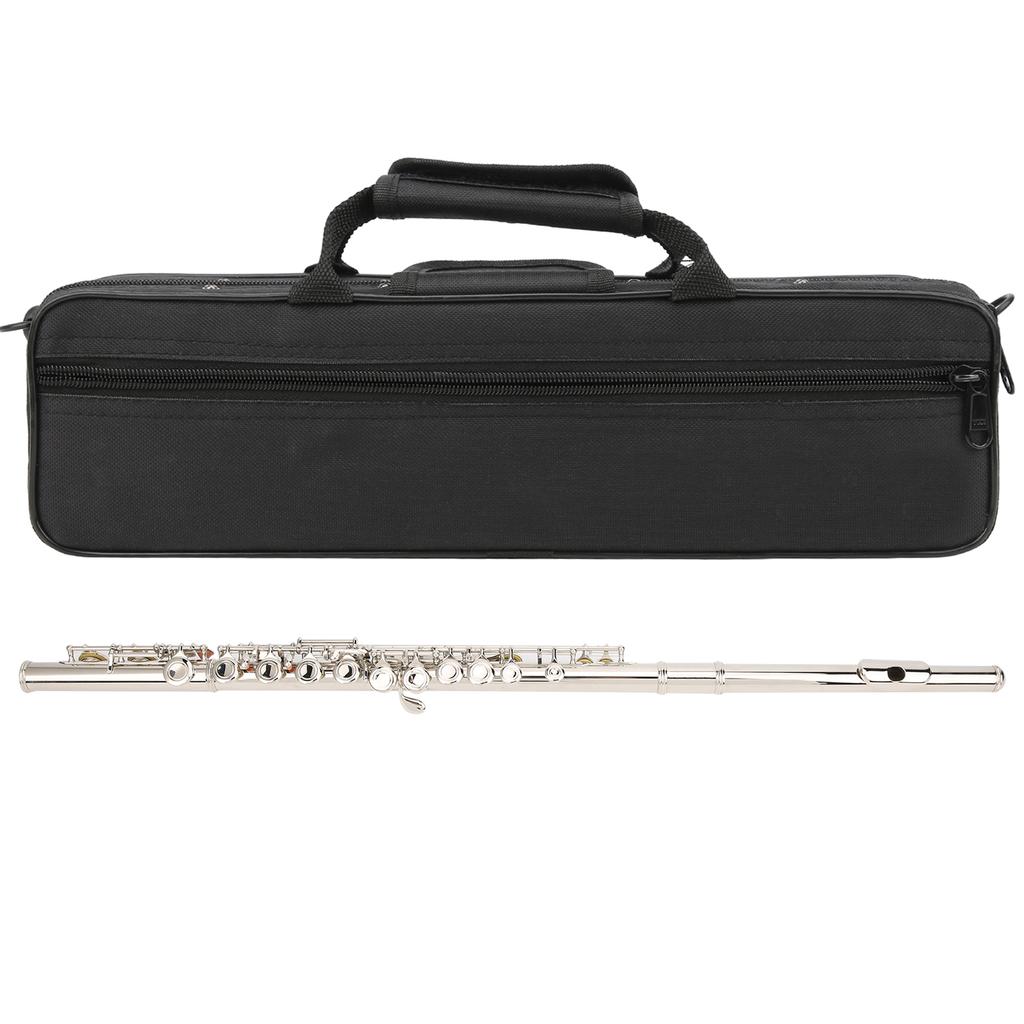 LADE 16-луночная флейта C с закрытым ключом и сумкой для хранения, музыкальный инструмент с повышенным резонансом трубки, серебро