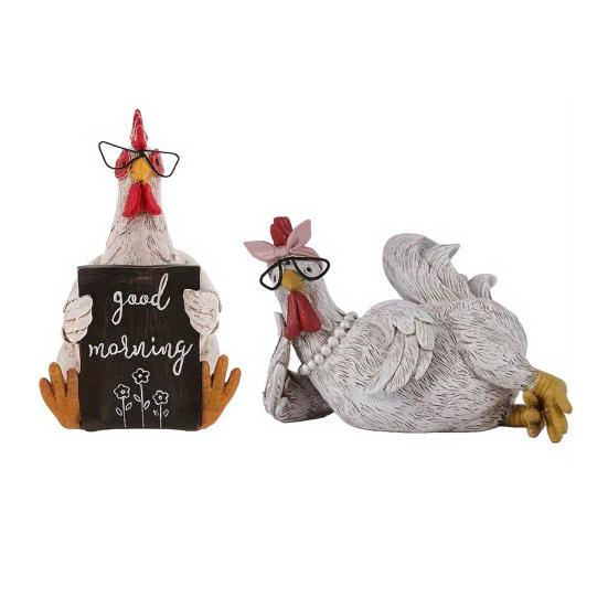 Деревенская фигурка петуха из смолы, состаренная статуэтка курицы, скульптура петуха в стиле фермерского дома