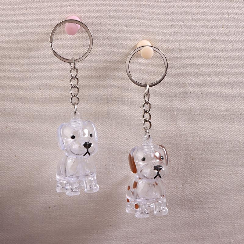 Cute Transparent Dog Hair Storage Cute Pendant Keychain Bag Pendant Couple Car Key Chains Jewelry Souvenir Collection Gift