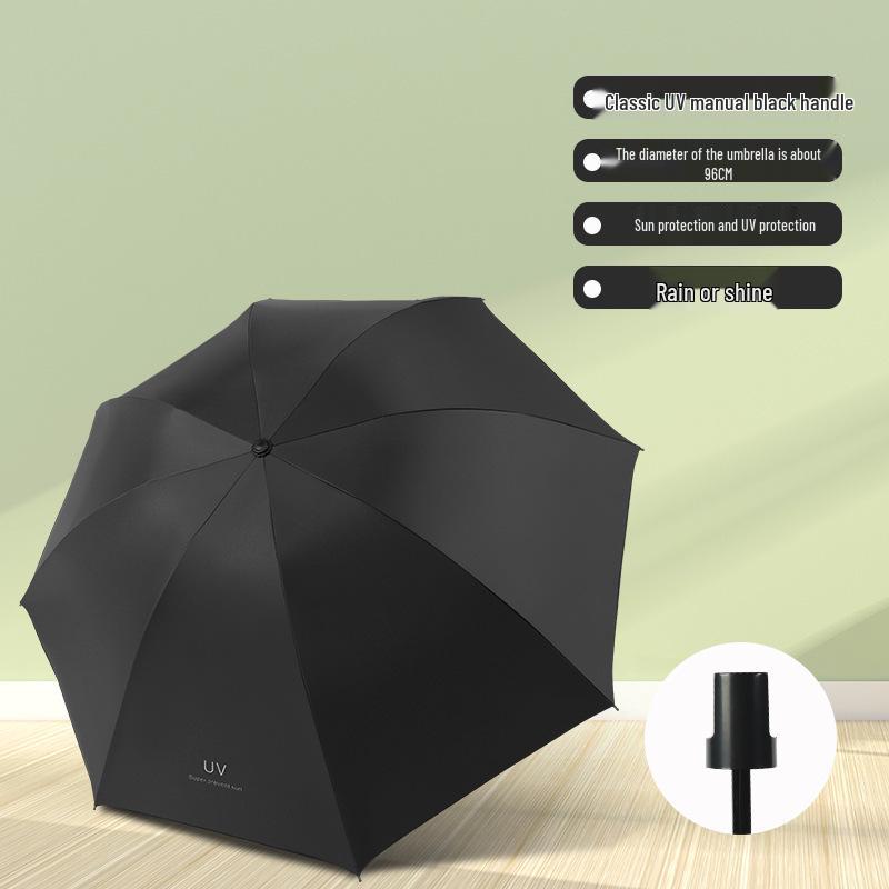Compact Women's Five-Fold Sunshade Umbrella - Black Glue, UV Protection, for Sunny and Rainy Days, Customizable for Advertising