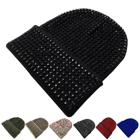 Унисекс зимняя шапка со складчатыми полями, однотонная эластичная шапка со стразами, сохраняющая тепло, для взрослых, для холодной погоды, для улицы и повседневной жизни