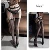 Sexy Black Shrimp Line Garter Stockings with Vertical Stripes, Ultra-Thin, Thigh-High for Women