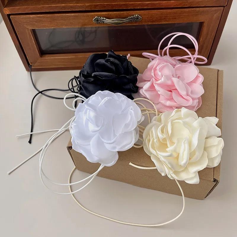 Корейское колье-чокер с большой розой для женщин и девочек, романтическое свадебное ожерелье, простые модные украшения на день Святого Валентина