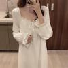 Ночные рубашки женские для отдыха, однотонные, милые, 3XL, кружевные, однотонные, шикарные, в стиле принцессы, милые, мягкие, домашняя одежда, ночная рубашка, белая