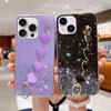 Чехол-цепочка Love Heart с блестками для iPhone 15 11 12 13 14 Pro Max Mini 7 8 Plus X Xr Xs 15pro 14plus, силиконовый чехол-браслет