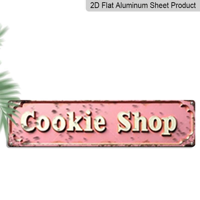 2D Flat, 1pc, "Cookie Shop" Metal Sign, Aluminum Decorative Sign, Novelty Street Sign, Home Decor, Room Decor, Wall Decor, Restaurant Decor, Bar