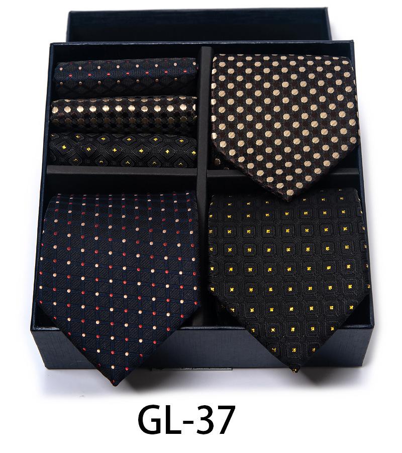 Men'S Gift Box Set Tie Fashion Business Net Color Jacquard Tie Square Scarf
