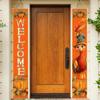 2pcs Thanksgiving Turkey Porch Banner Sign Set 12x71 Inch Autumn Thanksgiving Doors Decoration Fall Welcome Sign Pumpkin Door Banners for