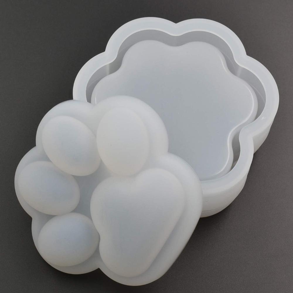 Silicone Cat Paw Shape Box Mold  Cat Claw Jar Mold with Lid Handmade Epoxy Mould  DIY