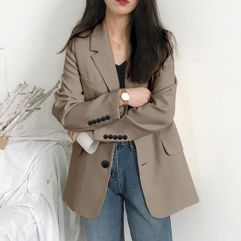 Elegant Blazer Women Fashion Vintage Suit Jackets Jackets Coat Office Lady Chic Classic Solid Casual Oversized Outerwear