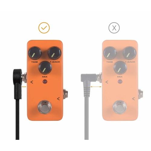 Audiophile Patch Cables, 6.35mm, Double-Ended, L-Shaped, Flat Cables, for Connecting To Effects Pedals, Approx. 10cm, Set of 4