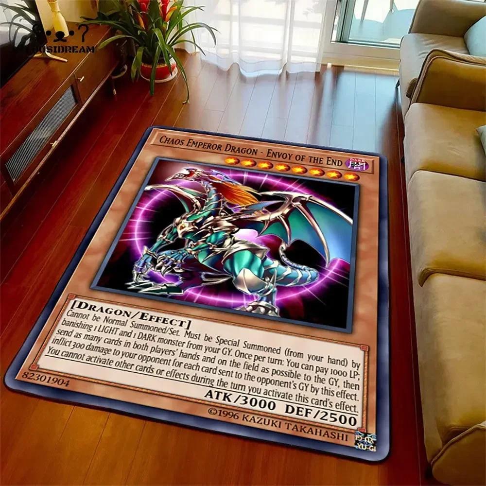 Yu-Gi-Oh Blue Eyes White Dragon Anime Carpet Cartoon Floor Mat for Living Room and Bedroom Decorative Area Rug Perfect Gift