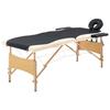 Foldable 2-zone Massage Table Wood Black and Beige