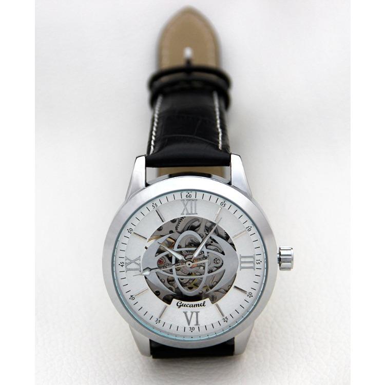 GUCAMEL Мужские механические часы с римскими цифрами Перфорированные механические часы Мужские механические часы