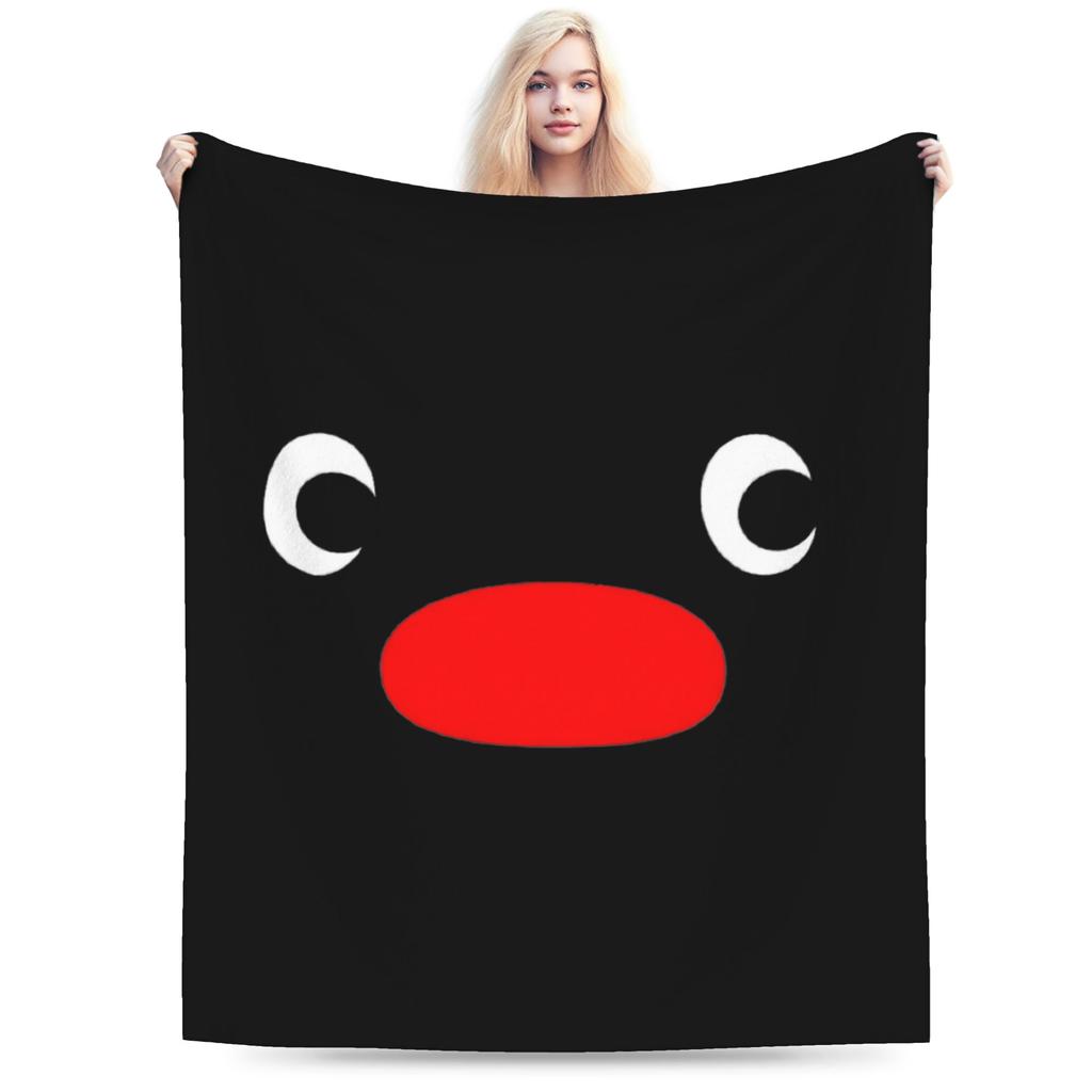 Noot Pingu Fleece Throw Blankets Penguin Cartoon Blankets for Bedding Couch Ultra-Soft Bedding Throws