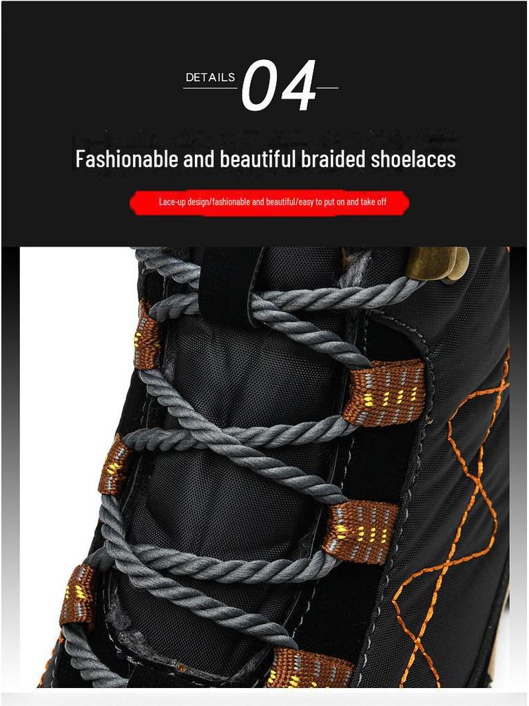 Men's High Top Waterproof Snow Boots with Thick Velvet Lining