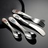 1/4pcs Stainless Steel Kids Cutlery Cartoon Pattern Carving Child Tableware Cute Spoon Fork Set Baby Flatware Feeding
