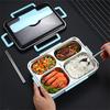 4-Grid Thermal Lunch Bento Box  Inner 304 Stainless Steel Leakproof Microwave Fresh Keeping Meal Container for School Picnic