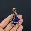 Кулон с синим сапфиром, Кулон с драгоценным камнем ручной работы, Кулон, обернутый медной проволокой 999 пробы, Антикварное украшение, Для подарка на помолвку