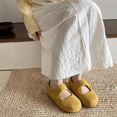 Mori ретро уродливые милые женские туфли Мэри Джейн 2025 новые универсальные круглые головки с мелким горлом на липучках плоские шапочки