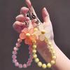 Cell Phone Lanyard Keychain on The Phone Macaron Color Beads Pendant Mobile Phone Rope Flowers Keychains Accessorie