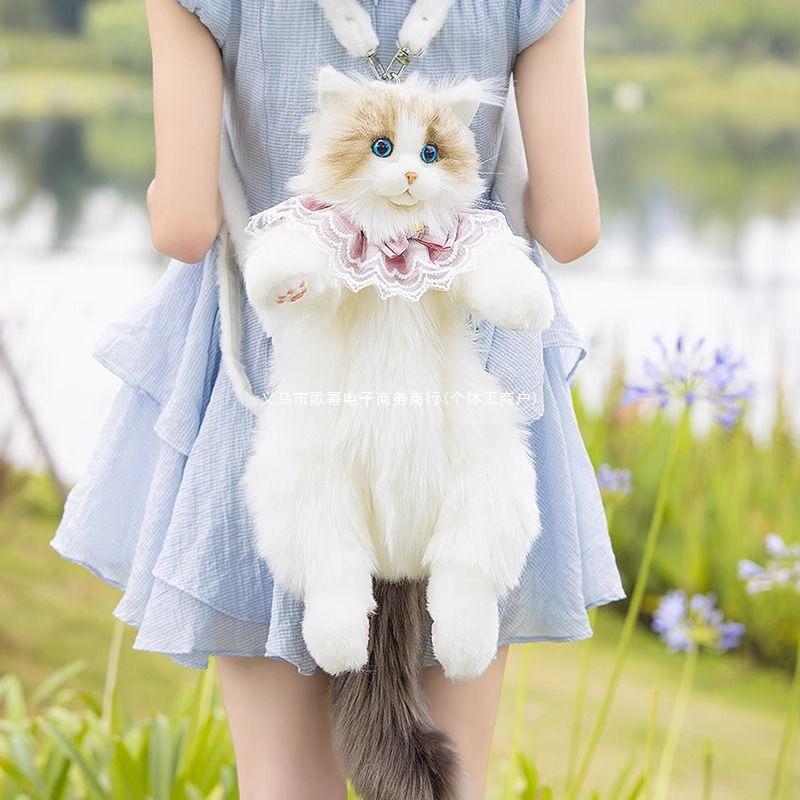 Ragdoll Cat Plush Backpack - Stuffed Animal Comfort Doll for Girls' Birthday Gift