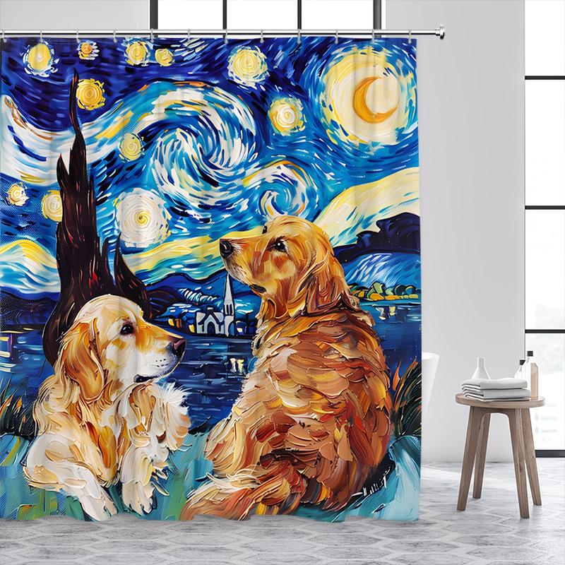 Funny Cat Riding Dinosaur Shower Curtain Cute Animal Surfboard Sea Waves Japanese Landscape Kids Bath Curtains Bathroom Decor