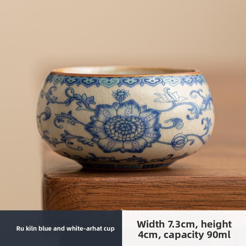 Ручная роспись, печной синий, бело-синяя чашка для пуэра, чайная чашка, одинарная керамическая мастер-чашка, личная, особенная, простая чашка для дегустации чая, набор для чая кунг-фу