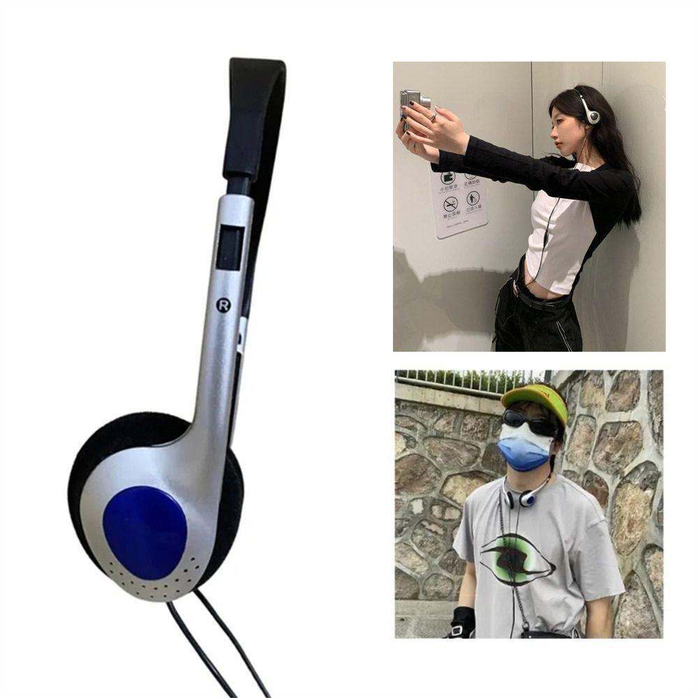 Y2K Personality Headphones Retro Millennium Wind Headset Blue Black Fashion Headset Over Ear Earbud 3.5mm