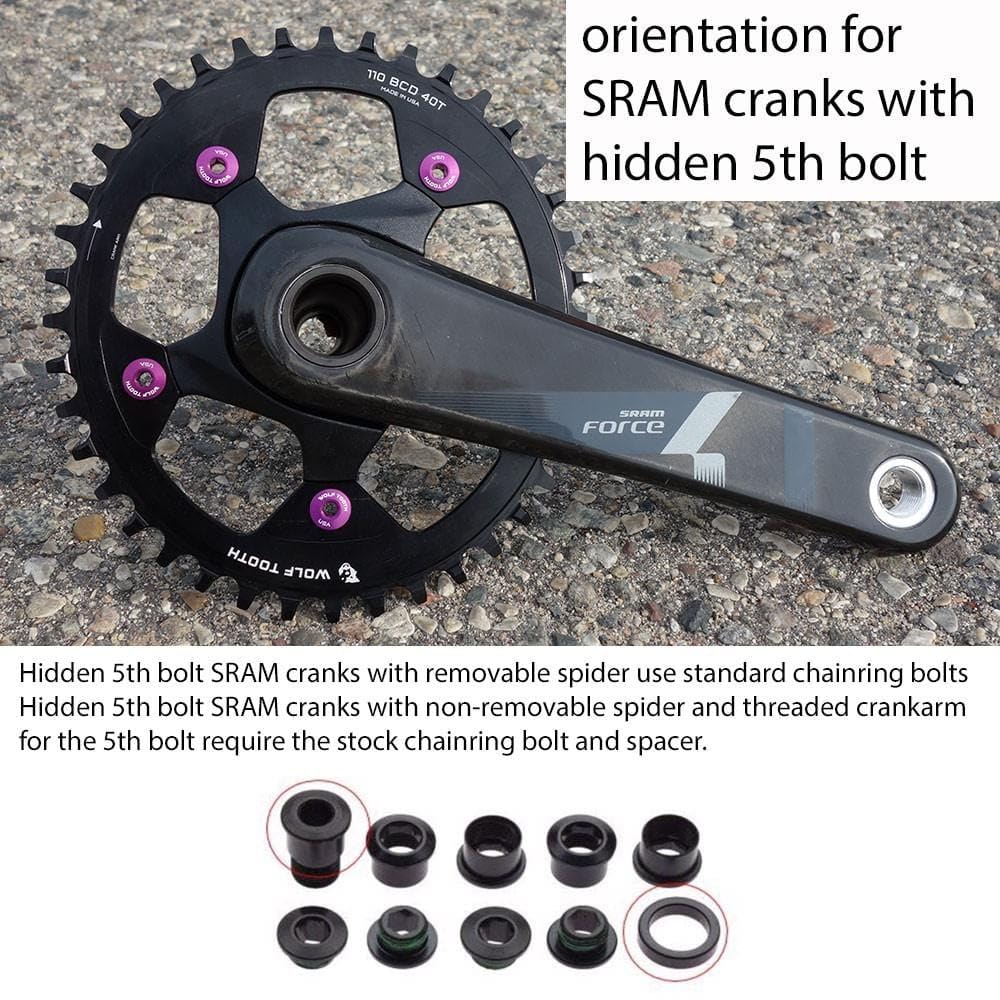 Wolf Tooth 110 BCD 5 Bolt Chainring 40T compatible with SRAM Flattop