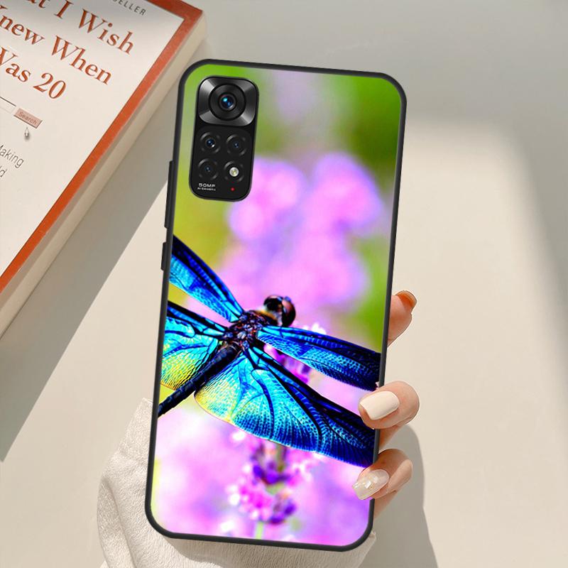 Роскошный чехол со стрекозой для Xiaomi Redmi Note 11 10 Pro 8 9 9S 10S 11S 9A 9C 10A 10C K40 K50 игровой чехол