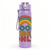 1PC Good Vibes Only Rainbow Letter Art 750ml Color Plastic Sports Water Bottle Leakproof Flip Straw Lid Suitable for Sports Office Home Use