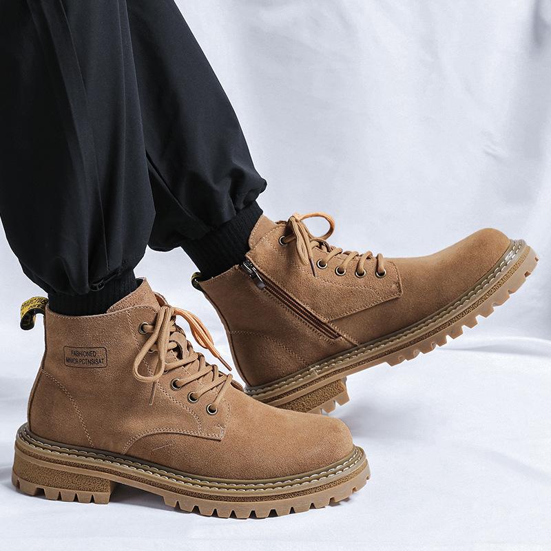 Мужские ботинки Мартин летние дышащие с большой головой увеличивающие рост универсальные трендовые рабочие ботинки новые кожаные ботинки цвета ревеня 3096-R