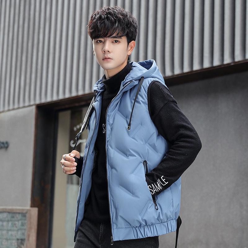 Осенне-зимняя мужская куртка с капюшоном 80% белый жилет на утином пуху модный бренд повседневный короткий жилет жилет для мужчин