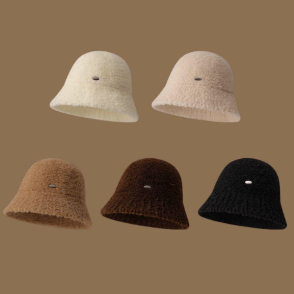 Keep Warm Women's Bucket Hat Retro Vintage Warm Basin Hat Fashion Plush Fisherman Caps Female Lady