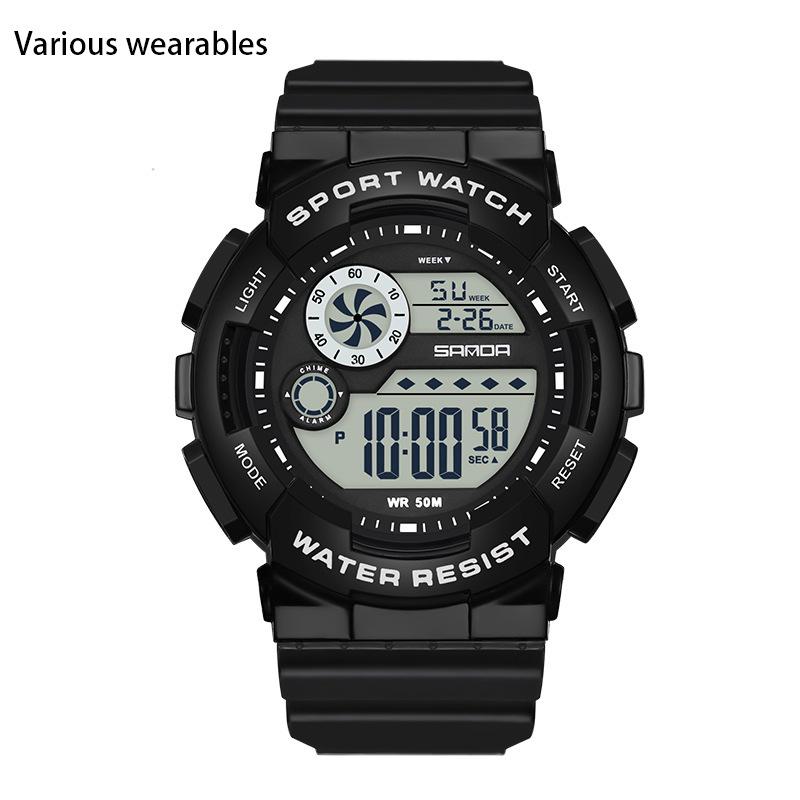 Новые детские часы с ручным механизмом, многофункциональные спортивные, водонепроницаемые, для студентов, для мужчин и женщин, с будильником, светящиеся часы