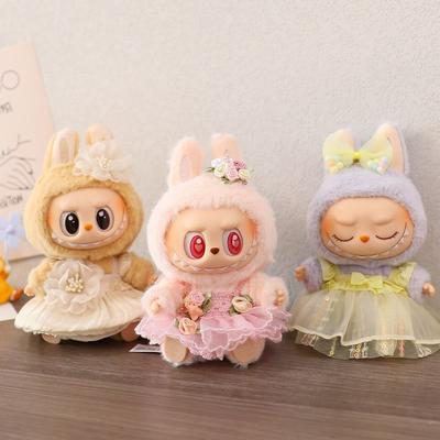 Второе поколение сидящая виниловая фигурка сюрприз бокс LABUBU холст сидящая вечеринка кулон кукла одежда